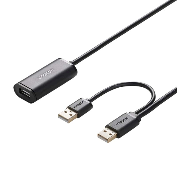 UGREEN US137, 2x USB 2.0 extension cable, active, 5m (black)