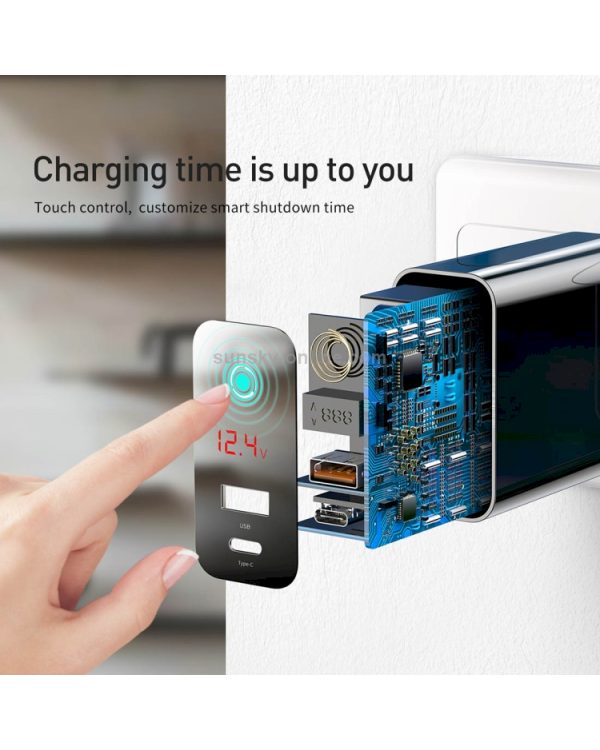 Baseus Speed PPS CCFSEU907-01 Сетевое зарядное устройство USB-C / 45W / 5A / Quick Charge 3.0 / LCD / Smart OFF Черное