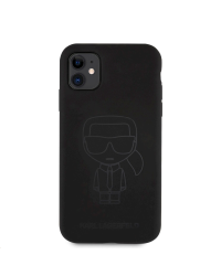 KLHCN61SILTTBK Karl Lagerfeld Iconic Outline Silicone Case for iPhone 11 Tone on Tone Black