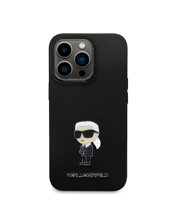 Karl Lagerfeld Liquid Silicone Metal Ikonik Case for iPhone 15 Pro Black