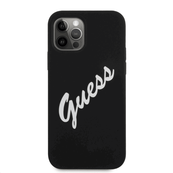 Обложка книги «GUHCP12LLSVSBW Guess Silicone Vintage White Script Cover for iPhone 12 Pro Max 6.7 Black»