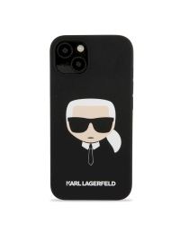 KLHCP13MSLKHBK Karl Lagerfeld Liquid Silicone Karl Head Case for iPhone 13 Black