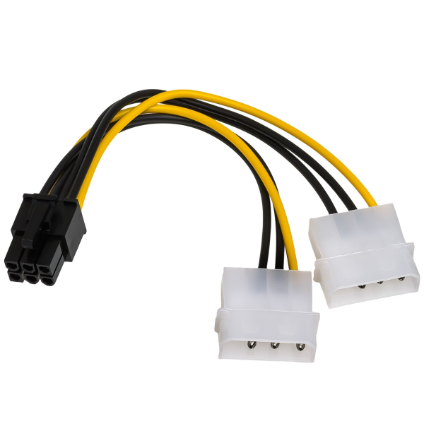 Адаптер с кабелем Akyga AK-CA-13 2x Molex (м) | PCI-E 6 pin (м) 15 см