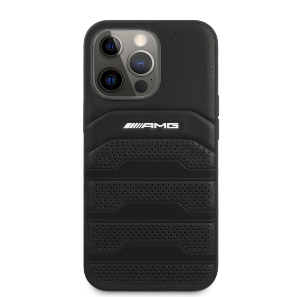 Обложка книги «AMHCP13XGSEBK AMG Genuine Leather Perforated Hard Case for iPhone 13 Pro Max Black»