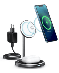 Choetech 2in1 Magnetic Holder Qi Wireless Charger for Magsafe 15W Gray (T575-F)