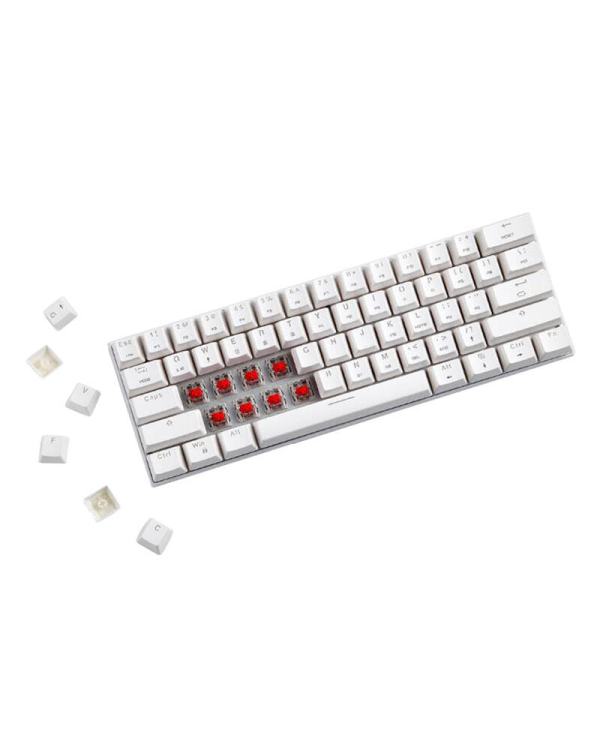 Беспроводная механическая клавиатура Motospeed SK62 White (синий переключатель)