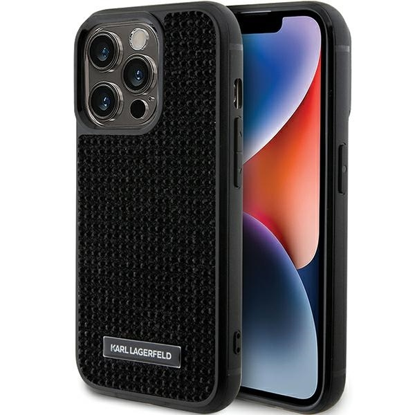 Karl Lagerfeld KLHCP15LHDSPLK iPhone 15  Pro 6.1" czarny|black hardcase Rhinestone Logo Metal Plate