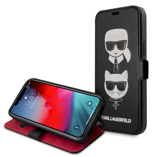 Обложка книги «KLFLBKSP12MFKICKC Karl Lagerfeld Heads Book Case for iPhone 12/12 Pro 6.1 Black»