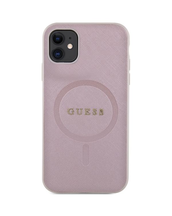 Guess GUHMN61PSAHMCP iPhone 11 | Xr 6.1" розовый жесткий чехол Saffiano MagSafe