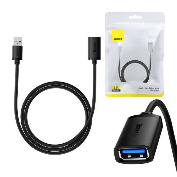 Удлинительный кабель USB 3.0 Baseus с разъемом "мужчина-женщина", серия AirJoy, 1 м (черный)