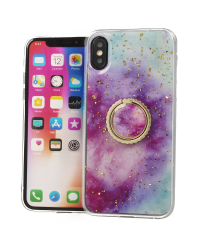 Fusion Marble Ring Back Case Силиконовый чехол для Xiaomi Redmi Note 9S / Note 9 Pro / Note 9 Pro Max Фиолетовый - Синий