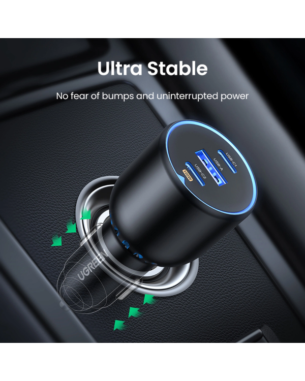 Автомобильное зарядное устройство Ugreen CD293 2x USB-C PD и 1x USB-A 130 Вт - черный