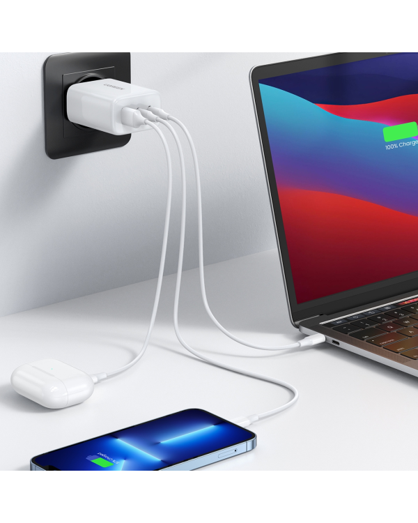 Ugreen fast wall charger 2x USB Type C | USB 65W PD3.0, QC3.0 | 4.0 + white (CD275)