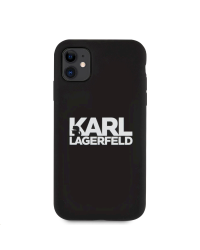 KLHCN61SLKLRBK Karl Lagerfeld Stack White Logo Silicone Case for iPhone 11 Black