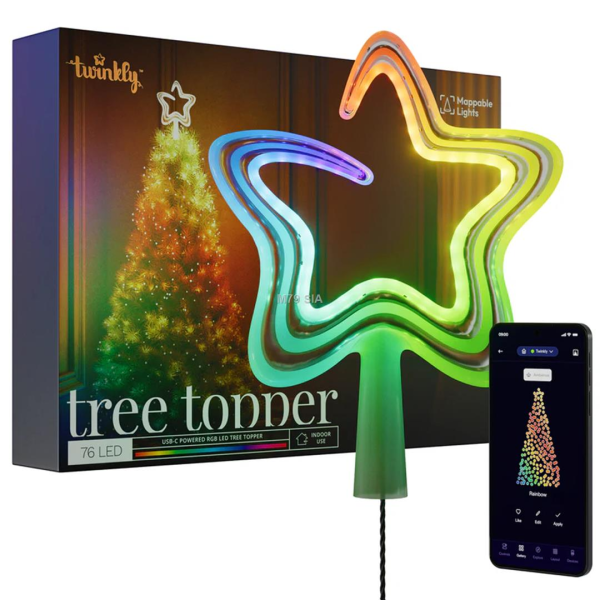 Twinkly Tree Topper  RGB  76 LED  USB-C  balta - Viedas gaismas egles galotnes rotajums