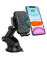 Choetech Qi wireless charger 10W car holder with adjustable arm for dashboard + USB cable - USB Type C 1m black (T521-S)