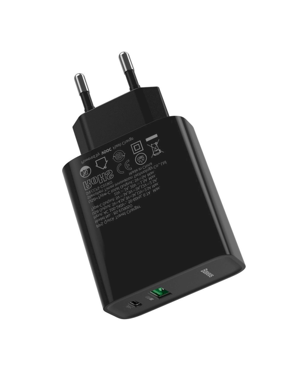 Baseus Speed PPS VOOC TZCCFS-H01 Сетевое зарядное устройство USB / USB-C / 4.5A / QC 4.0 / PD 3.0 черное