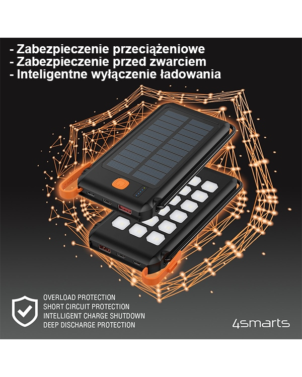 4smarts Powerbank Солнечный TitanPack Flex 10000mAh черный|оранжевый