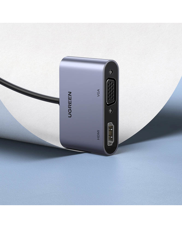 Адаптер-переходник Ugreen USB - HDMI 1.3 (1920 x 1080 @ 60Hz) + VGA 1.2 (1920 x 1080 @ 60Hz) серый (CM449)