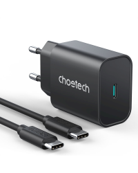 Choetech fast PPS Power Delivery 25W 3A wall charger + USB Type C cable 2m black (PD6003)