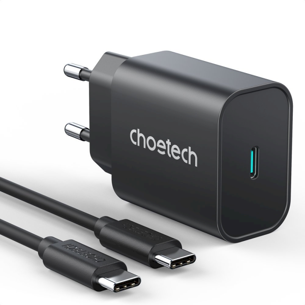 Обложка книги «Choetech fast PPS Power Delivery 25W 3A wall charger + USB Type C cable 2m black (PD6003)»