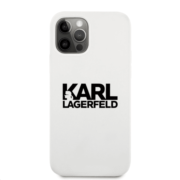 Обложка книги «KLHCP12MSLKLWH Karl Lagerfeld Stack Black Logo Silicone Case for iPhone 12/12 Pro 6.1 White»
