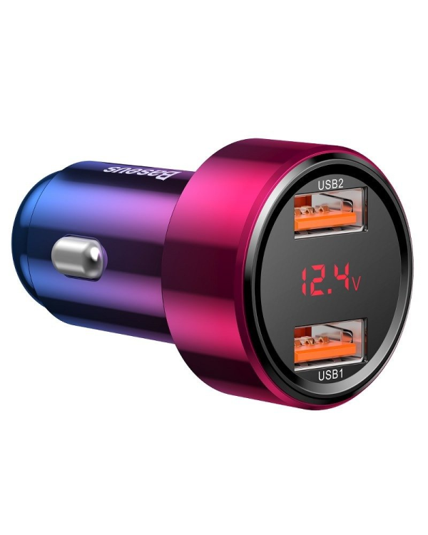Автомобильное зарядное устройство Baseus Magic, 2 порта USB | QC 3.0 | 45 Вт красный + синий