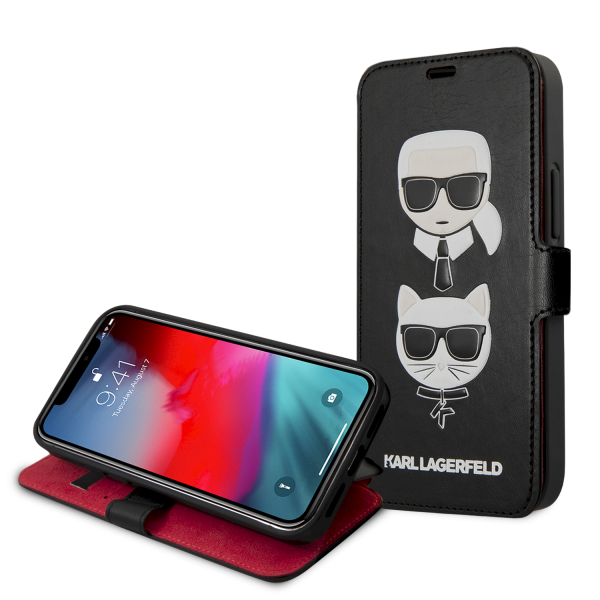 Обложка книги «KLFLBKSP12SFKICKC Karl Lagerfeld Heads Book Case for iPhone 12 mini 5.4 Black»