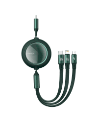 USB cable 3in1 Baseus Bright Mirror, USB to micro USB / USB-C / Lightning, 100W, 1.2m (green)