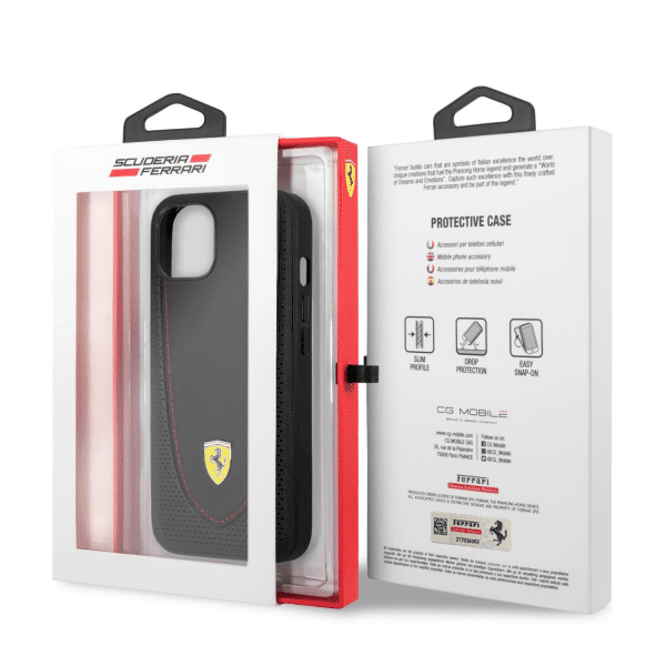 Обложка книги «FEHCP13SRGOK Ferrari Leather with Curved Line Hard Case for iPhone 13 Mini Black»