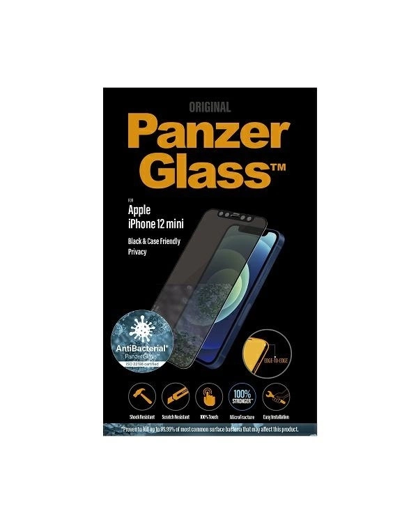 Дополнительное изображение книги «PanzerGlass E2E Super+ Microfracture antibacterial tempered glass for iPhone 12 mini - with black frame»