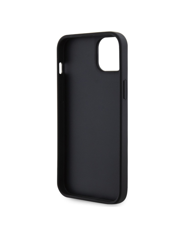 Чехол Guess со стразами и треугольным металлическим логотипом для iPhone 15 Plus черный