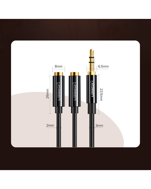 Дополнительное изображение книги «Ugreen cable 3.5 mm headphone splitter mini jack AUX 25cm black (20816)»