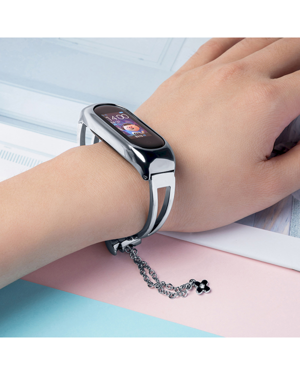 Fusion Metal Bracelet ремешок для часов Xiaomi Mi Band 3 / 4 / 5 / 6 серебряный