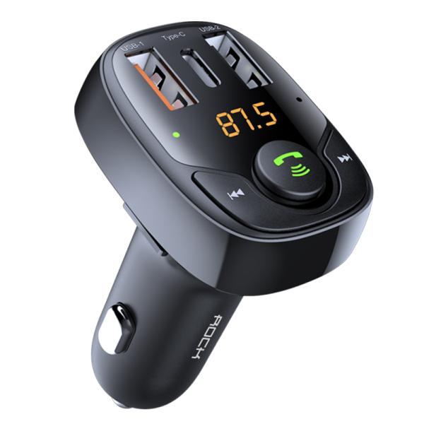 Rock Transmitter FM B301 MP3, Bluetooth - 2xUSB + Type C + micro SD - 36 Вт черный