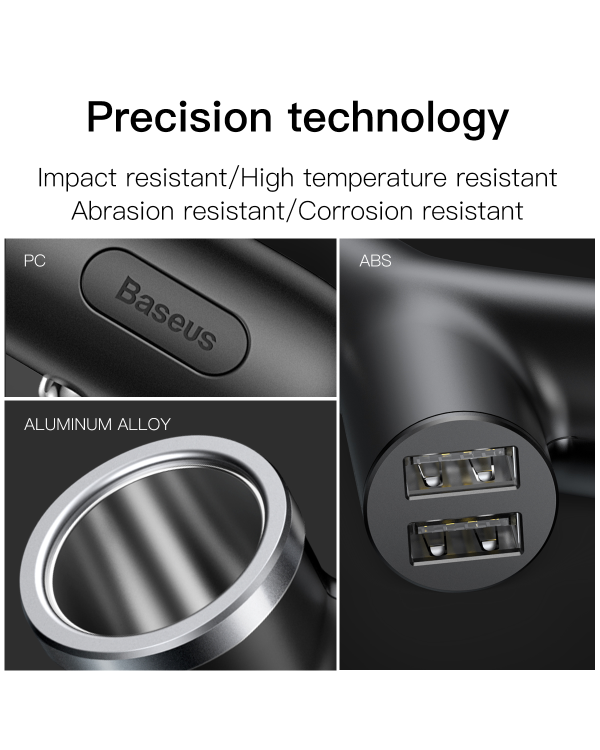 Автомобильное зарядное устройство Baseus и прикуриватель Y Type 2xUSB 3,4A 40W | черный