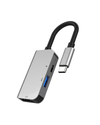 Fusion 3 in 1 Адаптер USB-C на HDMI / USB 3.0 / USB-C Серебряный