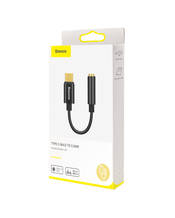 Дополнительное изображение книги «Baseus L54 USB-C to 3.5 mm Female Adapter DAC 24 bit 48 KHz black (CATL54-01)»
