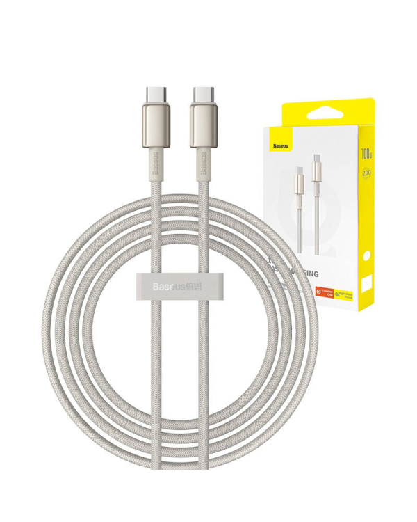 Кабель USB-C - USB-C Baseus Tungsten Gold, 100 Вт, 2 м (золото)