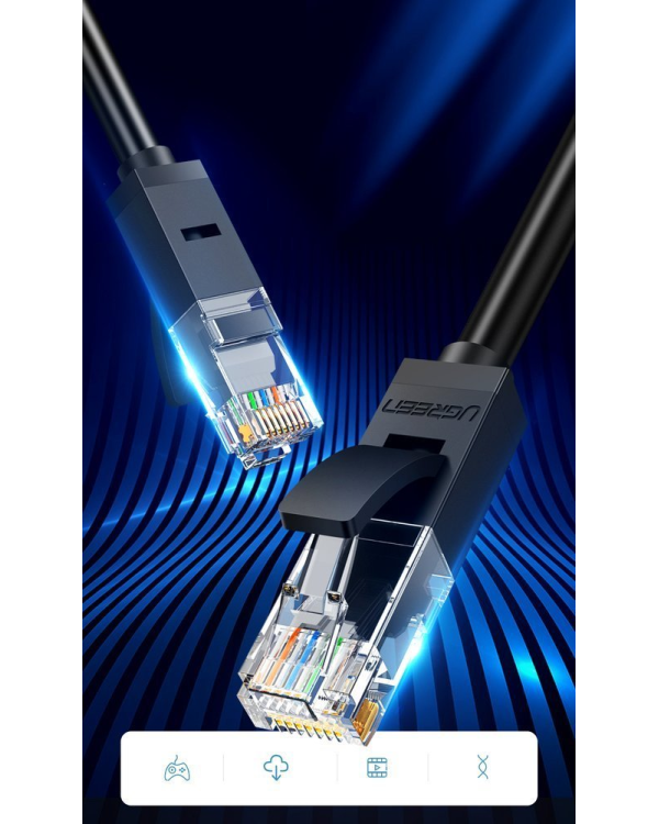 Дополнительное изображение книги «Ugreen cable internet network cable Ethernet patchcord RJ45 Cat 6 UTP 1000Mbps 20m black (20166)»