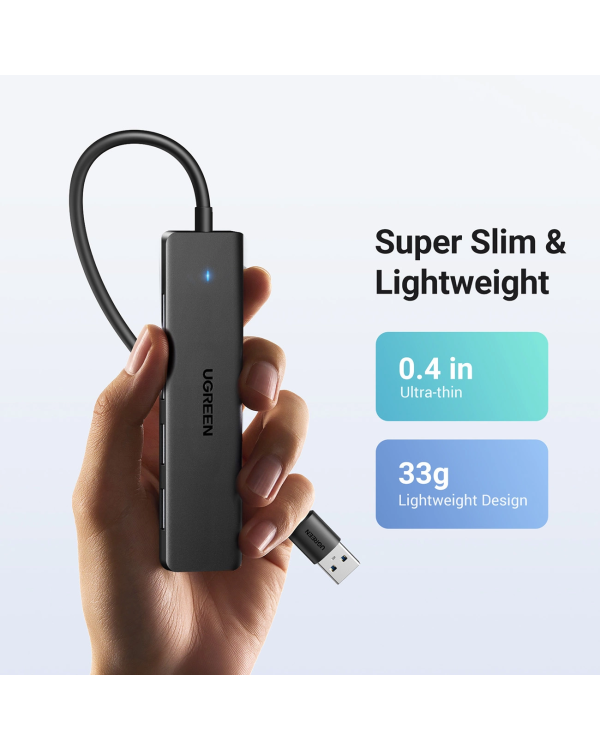 Ugreen CM219 HUB with 4 USB-A 3.0 ports and USB-A 3.0 cable - black