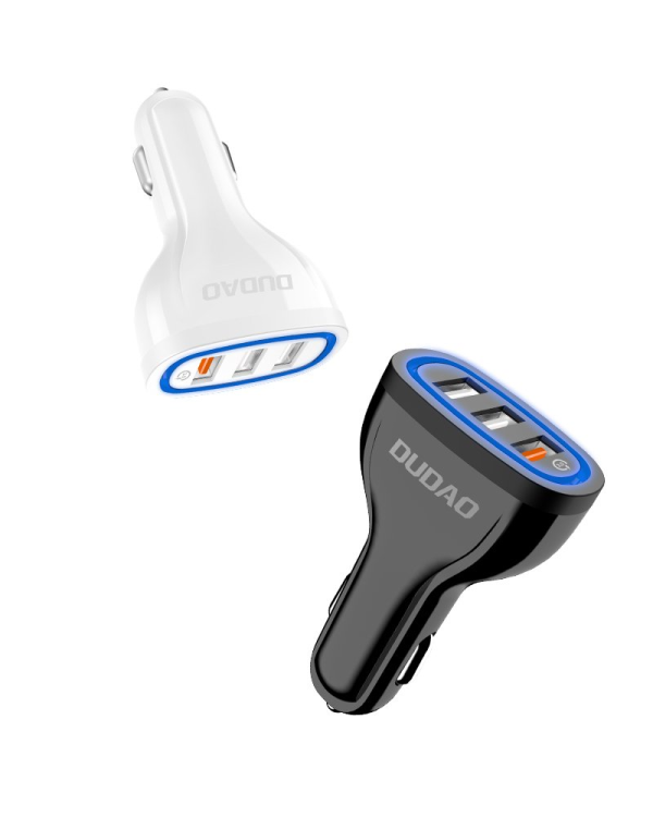 Dudao Car Charger Quick Charge Quick Charge 3.0 QC3.0 2.4A 18W 3x USB Black (R7S black)