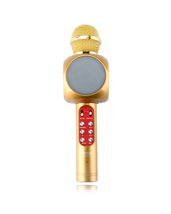 Goodbuy LED 360 караоке микрофон с динамиком bluetooth | 5 Вт | aux | голосовой модулятор | USB | Micro SD золотой цвет