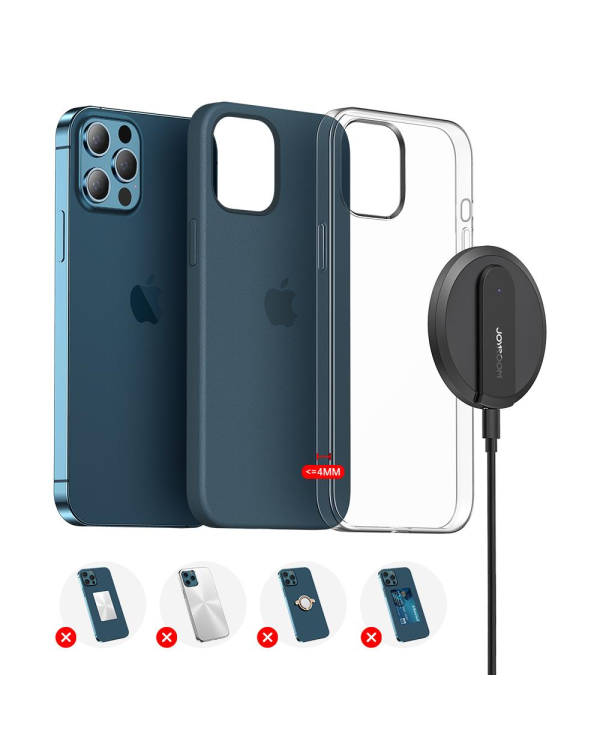 Joyroom wireless Qi charger 15 W for iPhone (MagSafe compatible) + USB Type C cable blue (JR-A28)