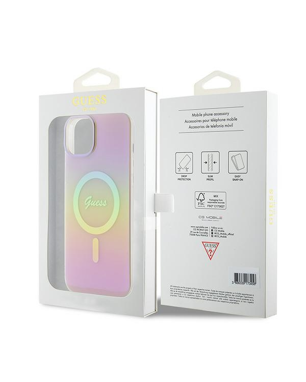 Guess MagSafe GUHMP15SHITSP Apple iPhone 15 6.1" pink|pink hardcase IML Iridescent MagSafe