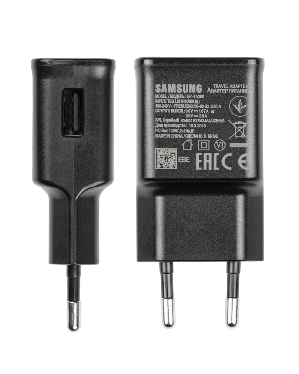 EP-TA200EBE Samsung USB-A 15W дорожное зарядное устройство черный (OEM)