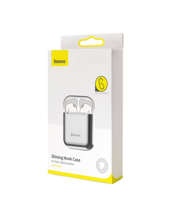 Baseus Shining Hook Силиконовый чехол для наушников Apple Airpods 1 / 2 Серебряный