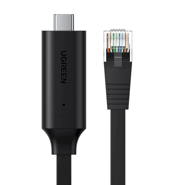 Обложка книги «Ugreen USB Typ C to RJ45 Console Flat Cable 1,5m black (80186 CM204)»