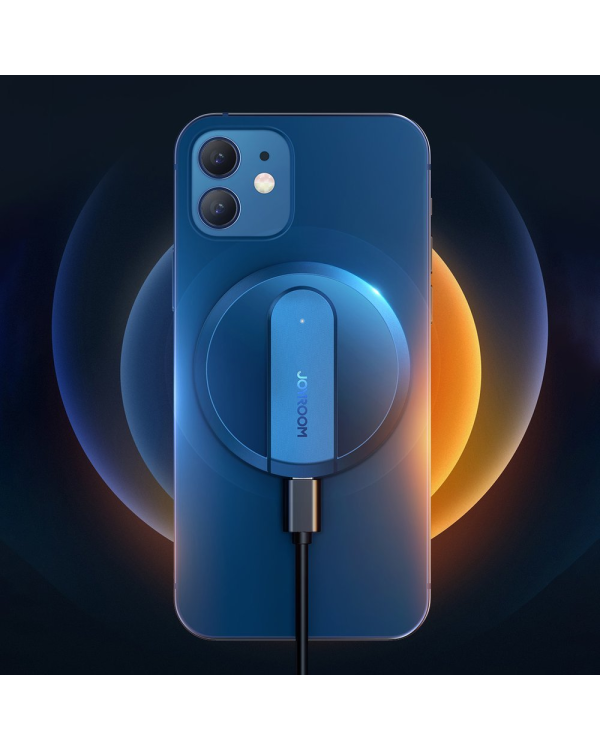 Joyroom wireless Qi charger 15 W for iPhone (MagSafe compatible) + USB Type C cable blue (JR-A28)