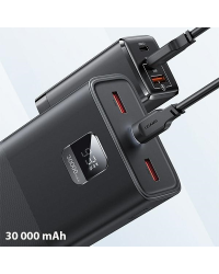 USAMS Powerbank PB68 30000mAh 65W QC3.0+PD Fast Charge + kabel USB-C|USB-C 100W czarny|black ATXLOGTC01 (US-CD185)
